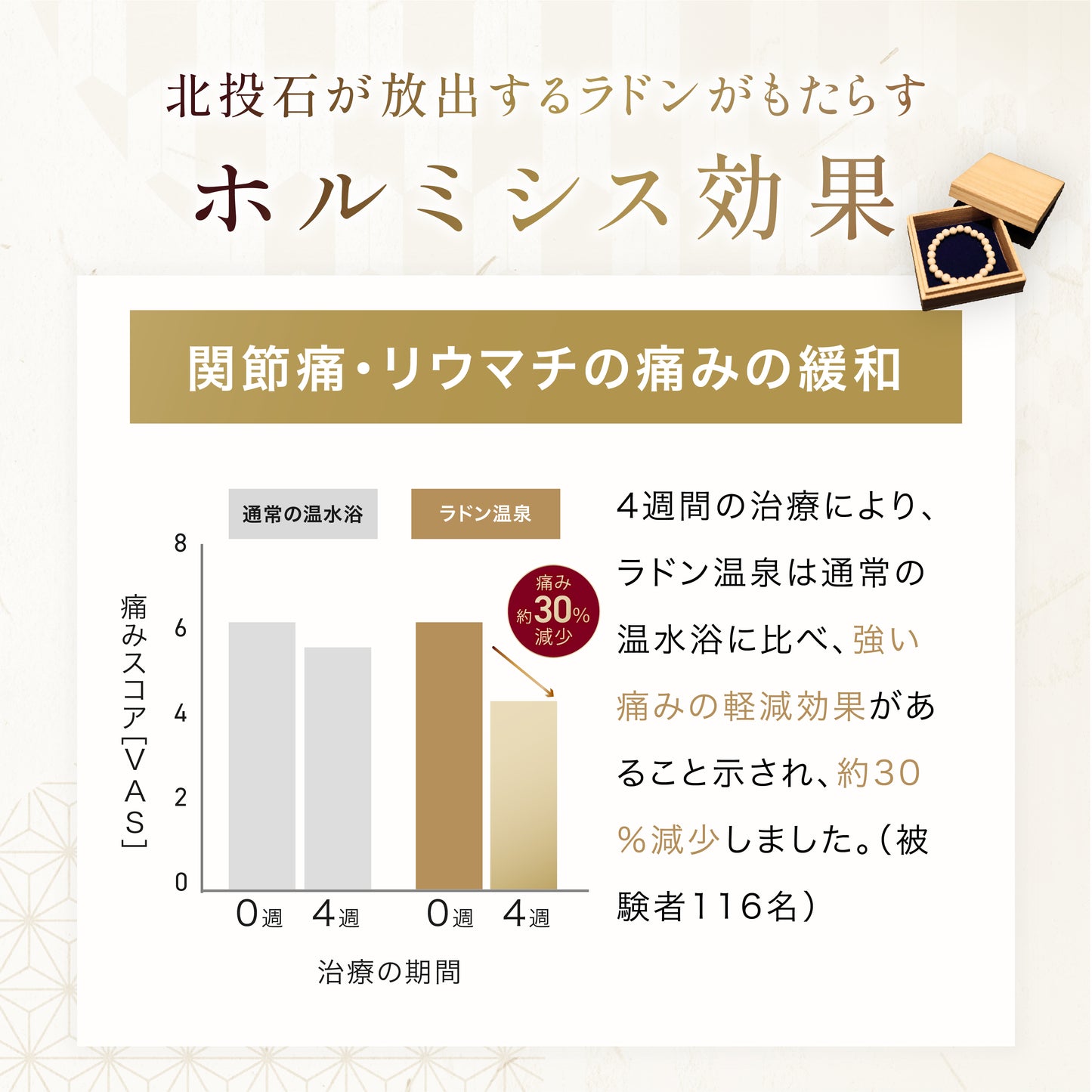 玉川温泉 日本産 北投石ブレスレット 1玉8mm